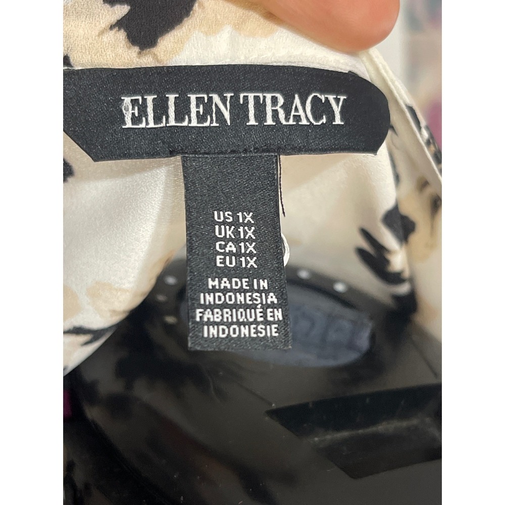 Ellen Tracy Floral Blouse Womens 1X NWT Split Neck 3/4 Sleeve ETWH63059T - Picture 3 of 7